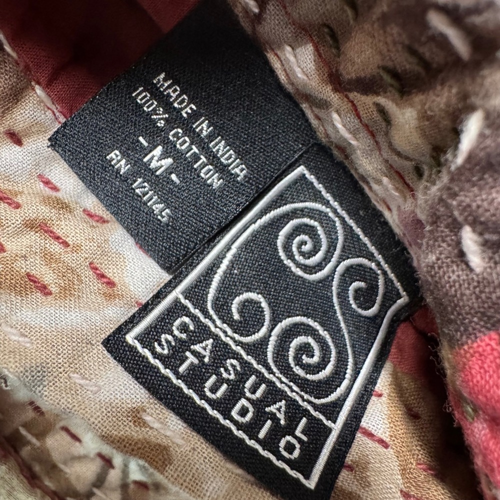 Casual Studio Reversible Quilted Kantha Jacket Floral Terracotta Cotton Size M - Picture 7 of 7
